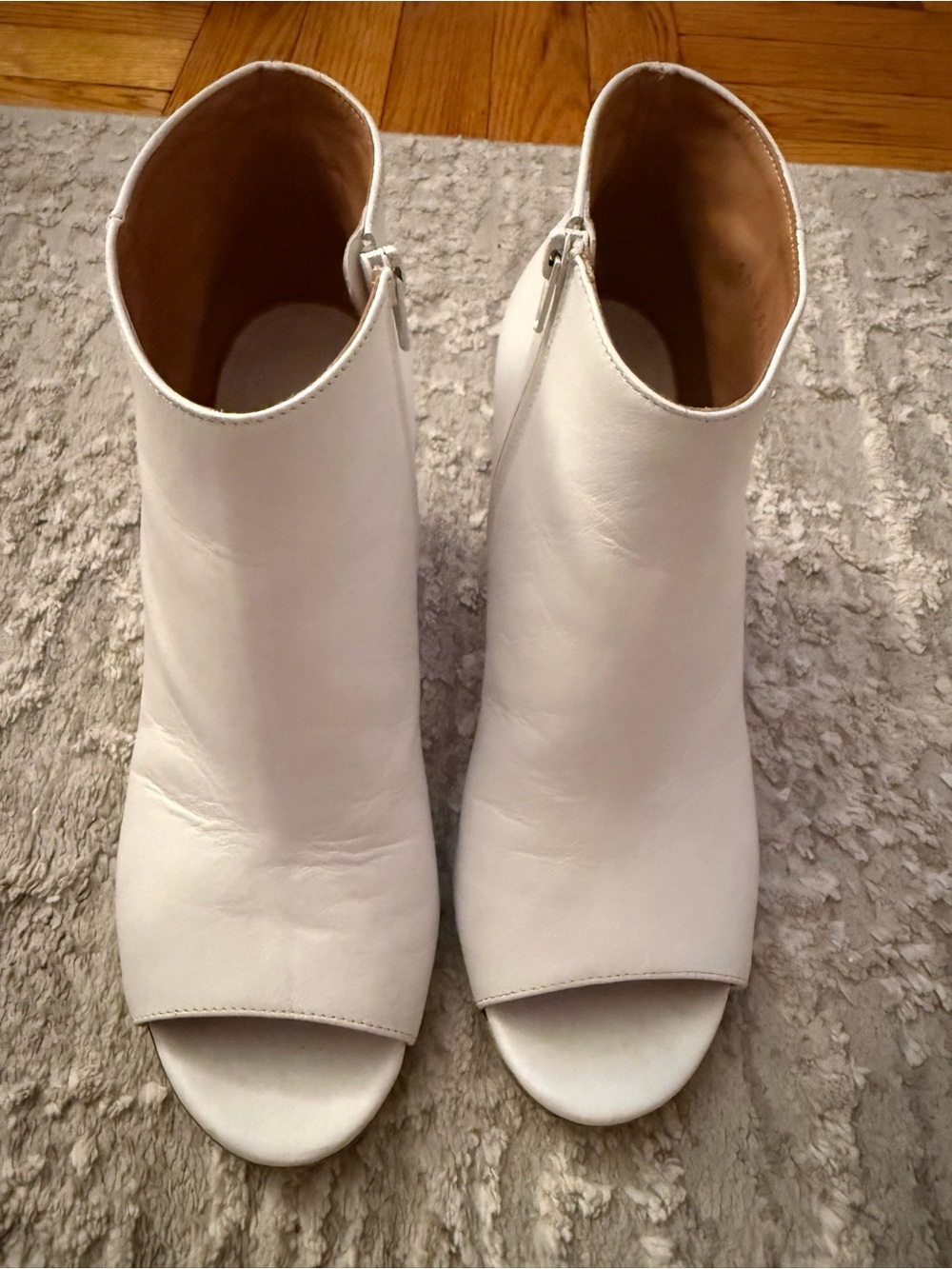 Margiela White Peep-Toe Ankle Boots